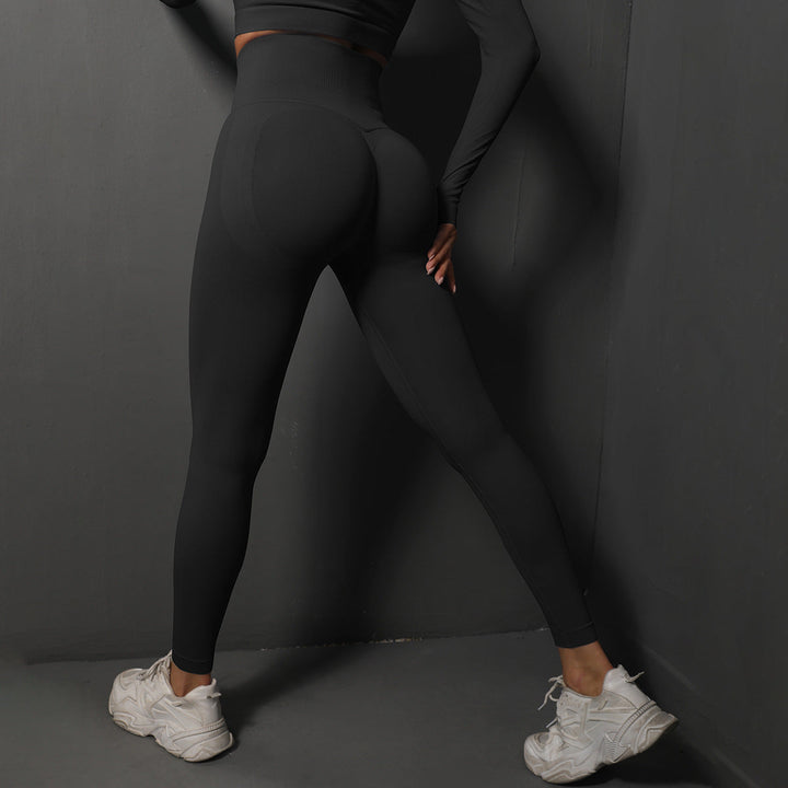 Dames Naadloze Sportlegging Met Hoge Tailleband En Stretch in Zwart