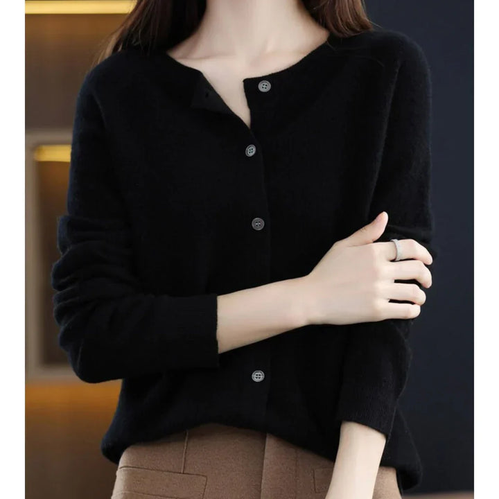 Dames wollen cardigan met ronde hals 10