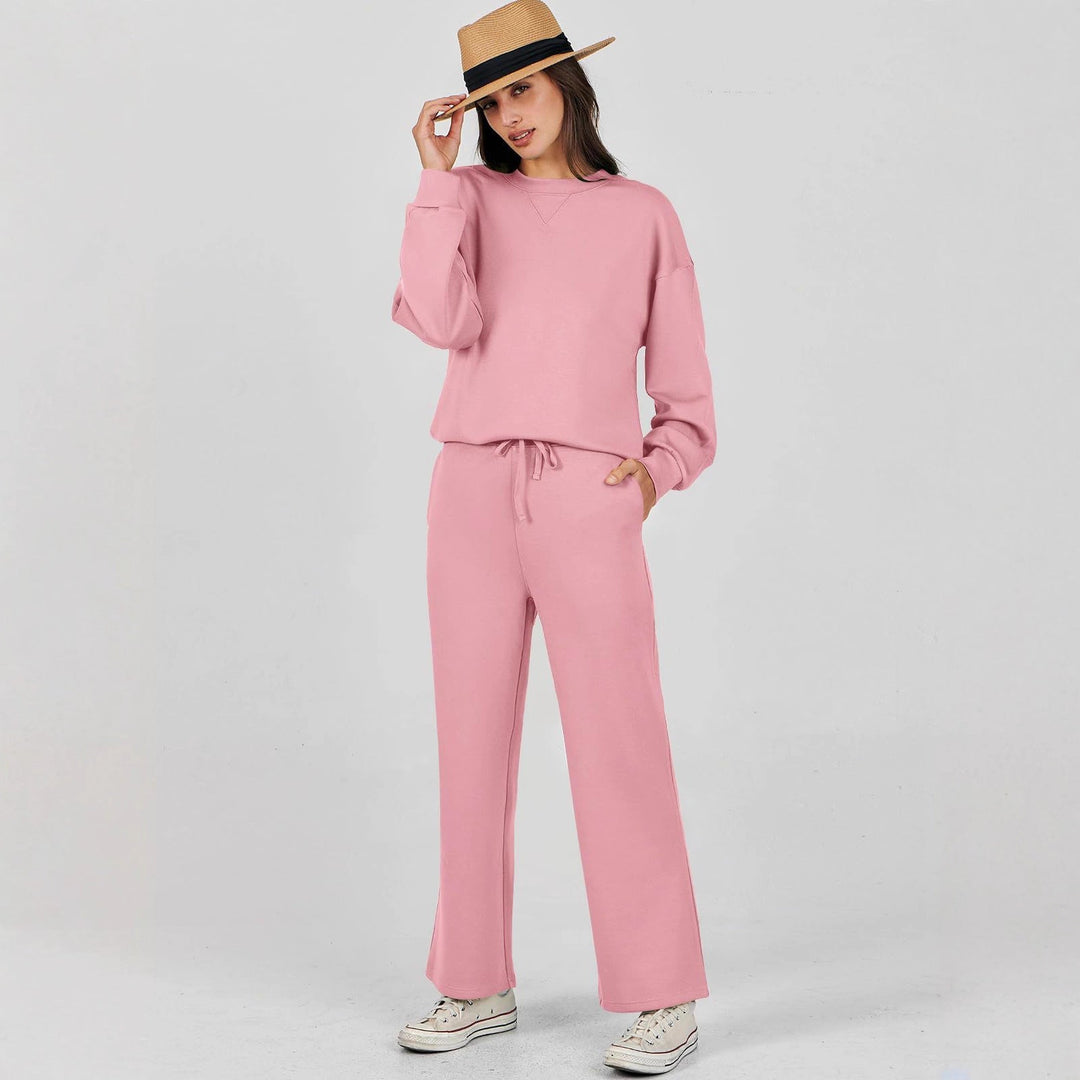 Dames Comfortabele Tweedelige Sweater Set Met Hoge Taille detailfoto 3
