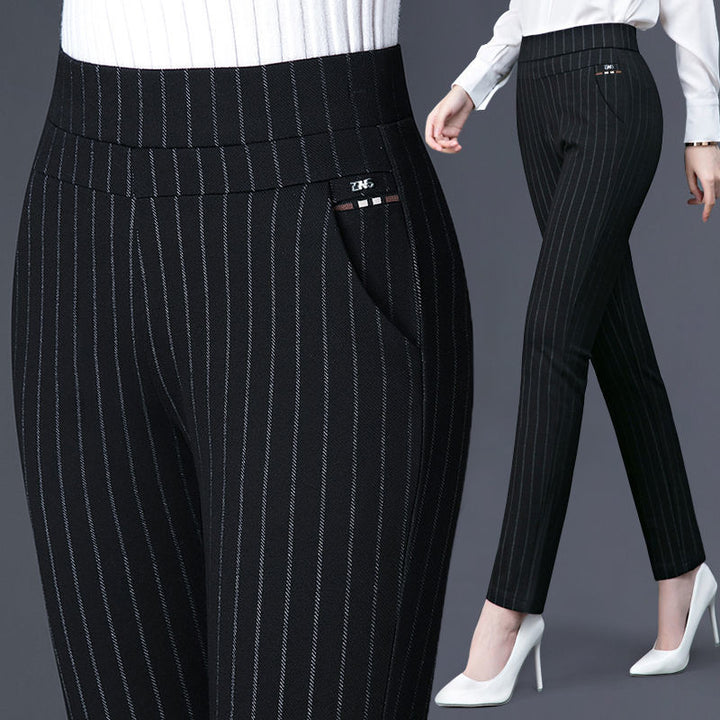 Dames Comfortabele Slim Fit Broek Met Hoge Taille En Stretch detailfoto 8