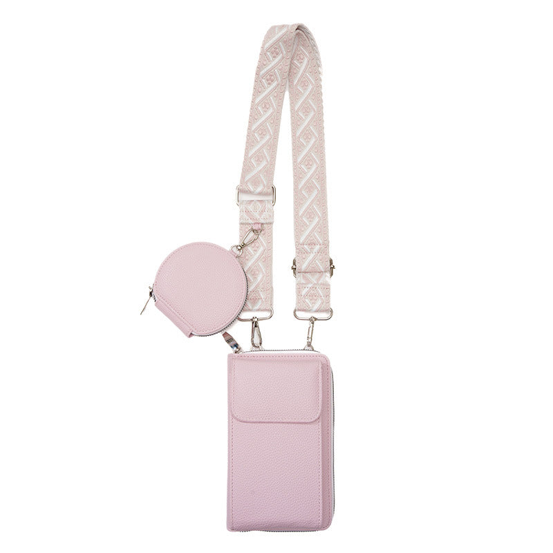 Dames Stijlvolle Crossbody Tas Met Telefoonvak En Muntzakje in Roze