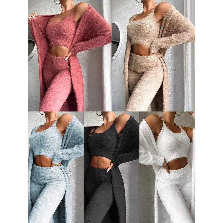 Dames Luxe Tweedelige Pyjama Set Met Zachte Teddylook Stof detailfoto 9