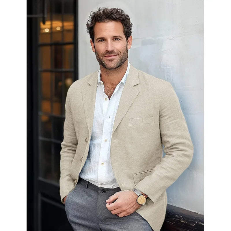 Heren blazer met reverskraag en opgestikte zakken