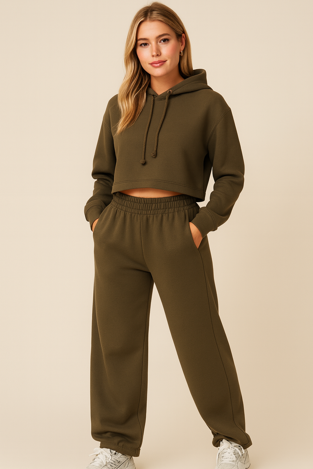 Dames Comfortabele High Waist Joggingbroek Met Losse Pasvorm detailfoto 2