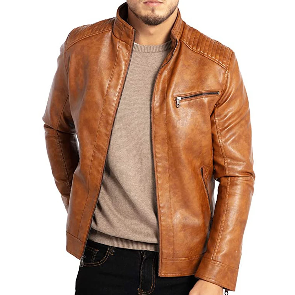 Heren jas met opstaande kraag en schouderdetails
