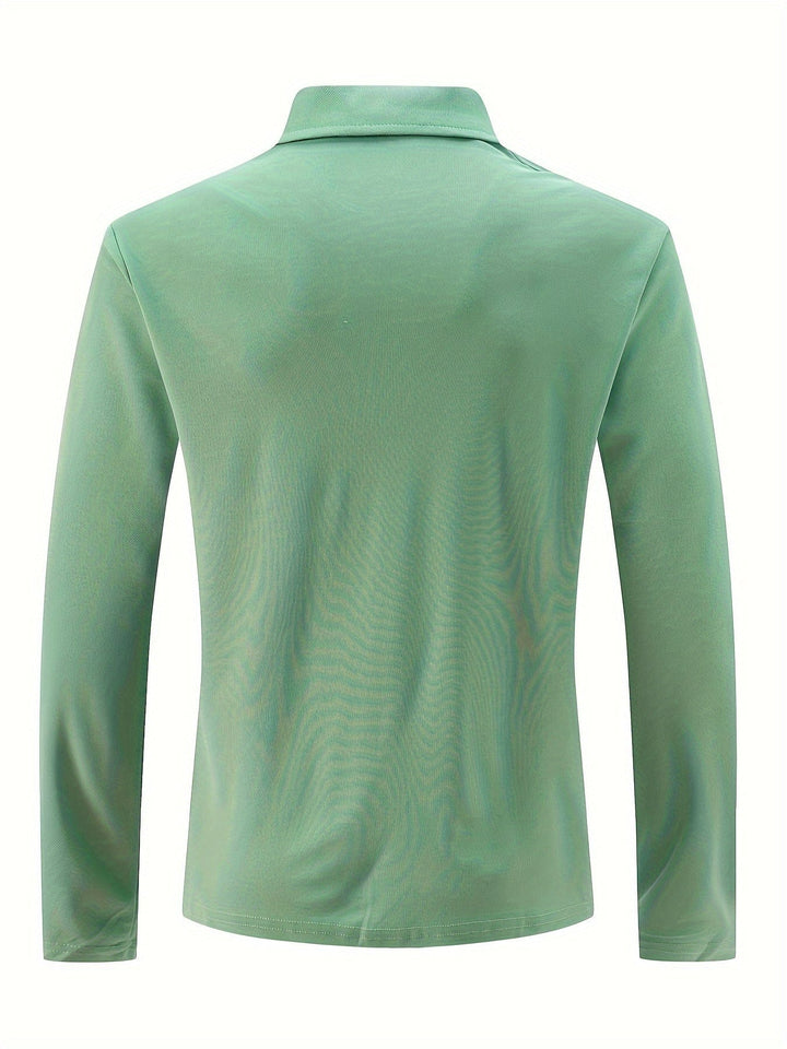 Heren polo met lange mouwen en slanke snit - afbeelding 9