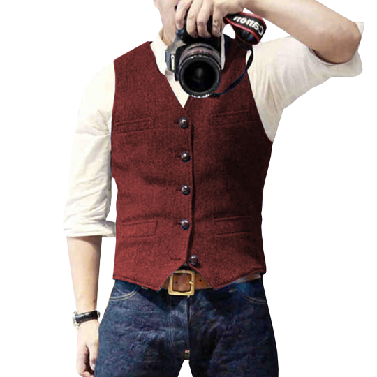 Getailleerd herengilet in rode tweedlook