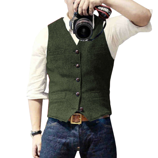 Getailleerd herengilet in groene tweedlook