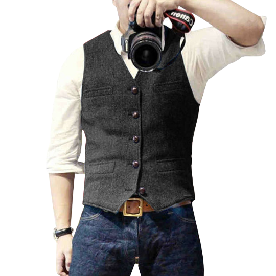 Getailleerd herengilet in zwarte tweedlook