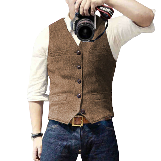 Getailleerd herengilet in bruine tweedlook