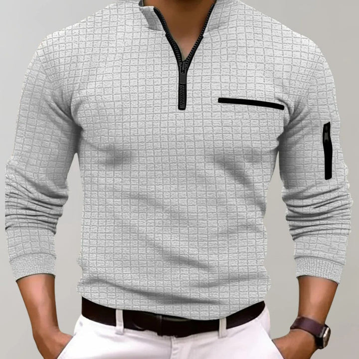 Heren polo met opstaande kraag en ritsdetail 4