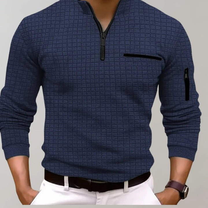 Heren polo met opstaande kraag en ritsdetail 6