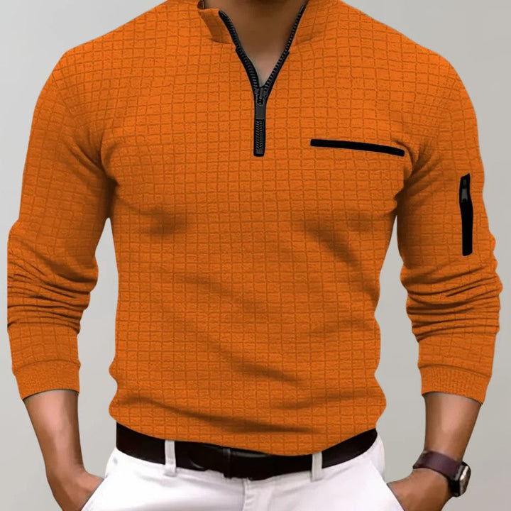 Heren polo met opstaande kraag en ritsdetail 3