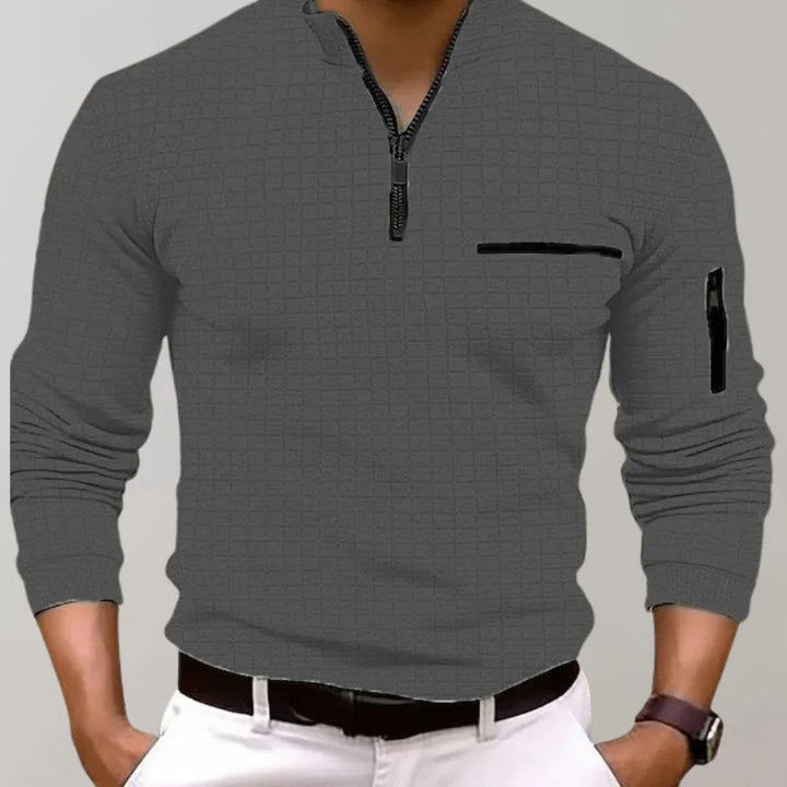 Heren polo met opstaande kraag en ritsdetail 5