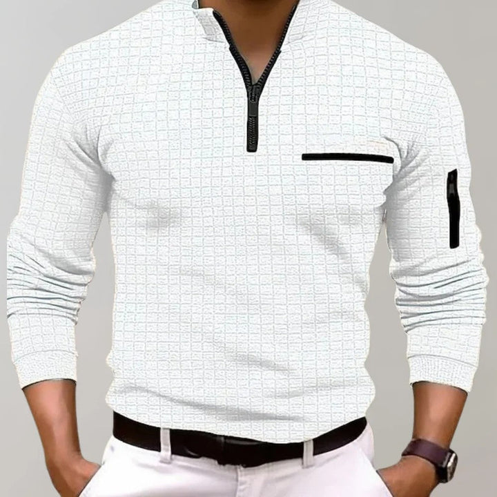 Heren polo met opstaande kraag en ritsdetail 2