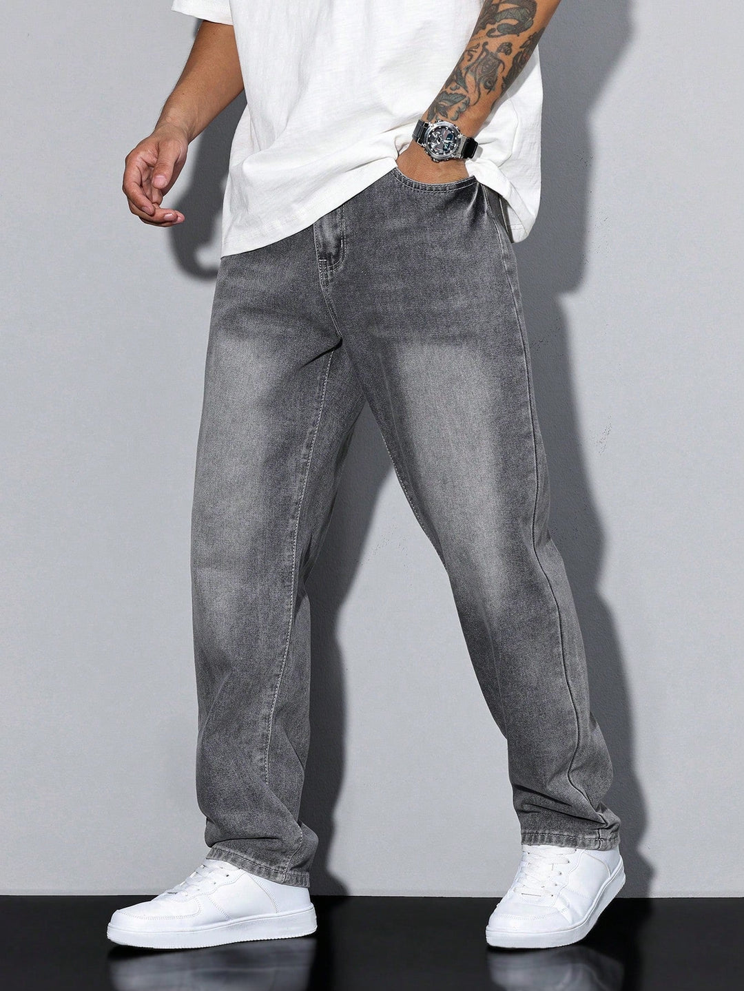 Heren Baggy Jeans Met Losse Pasvorm En Wijde Pijpen detailfoto 2