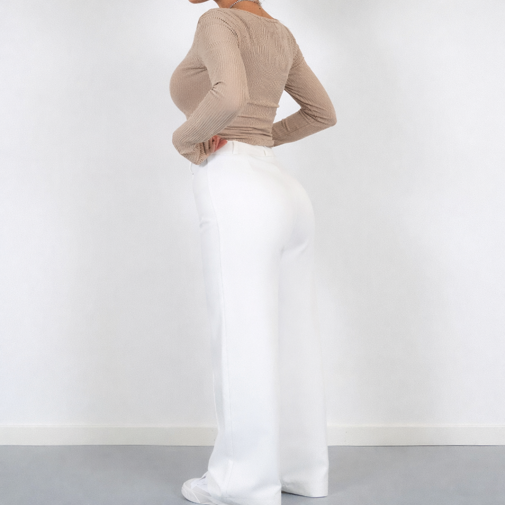 Dames Wide Leg Pantalon Hoge Taille Lang