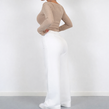 Dames Wide Leg Pantalon Hoge Taille Lang