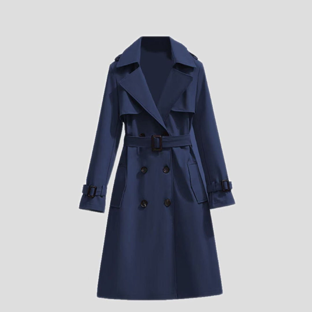 Dames Klassieke Halflange Trenchcoat Met Verstelbare Tailleband detailfoto 4