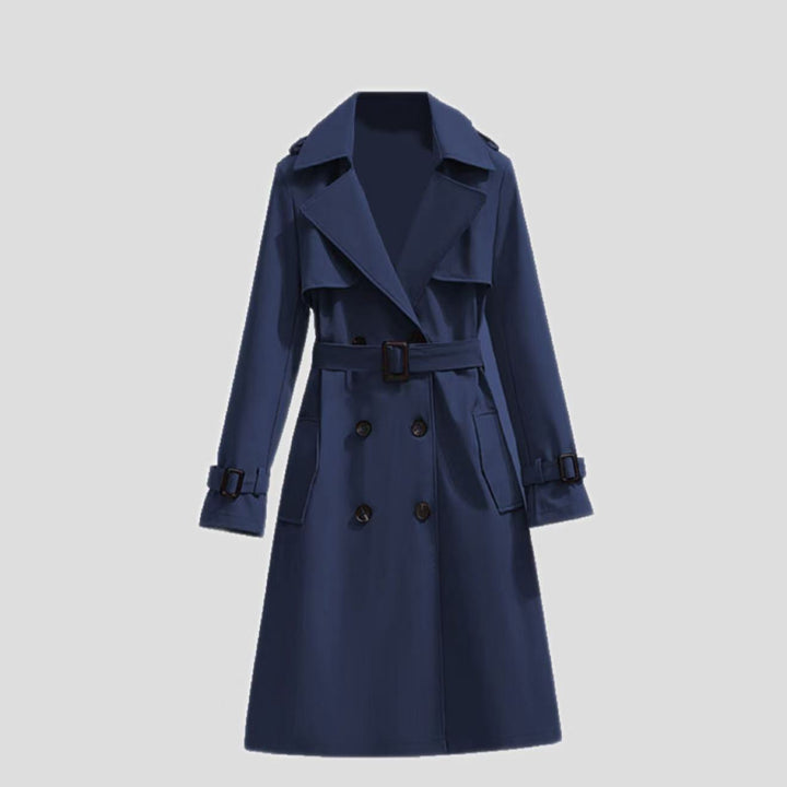 Dames Klassieke Halflange Trenchcoat Met Verstelbare Tailleband detailfoto 4