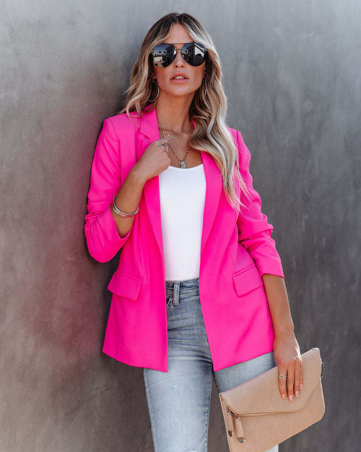 Dames getailleerde blazer met reverskraag in Fuchsia