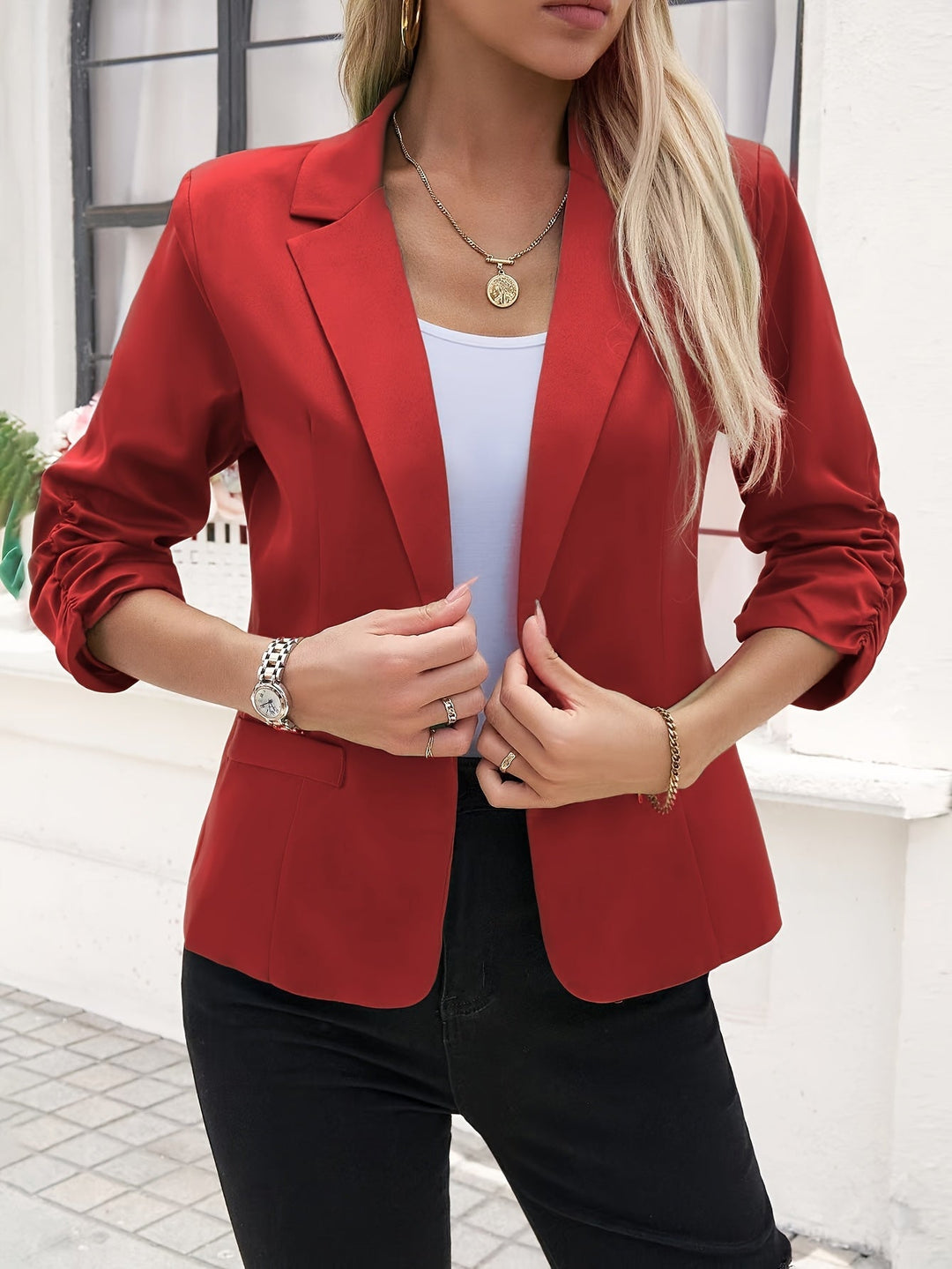 Dames blazer met reverskraag en getailleerde snit - afbeelding 17