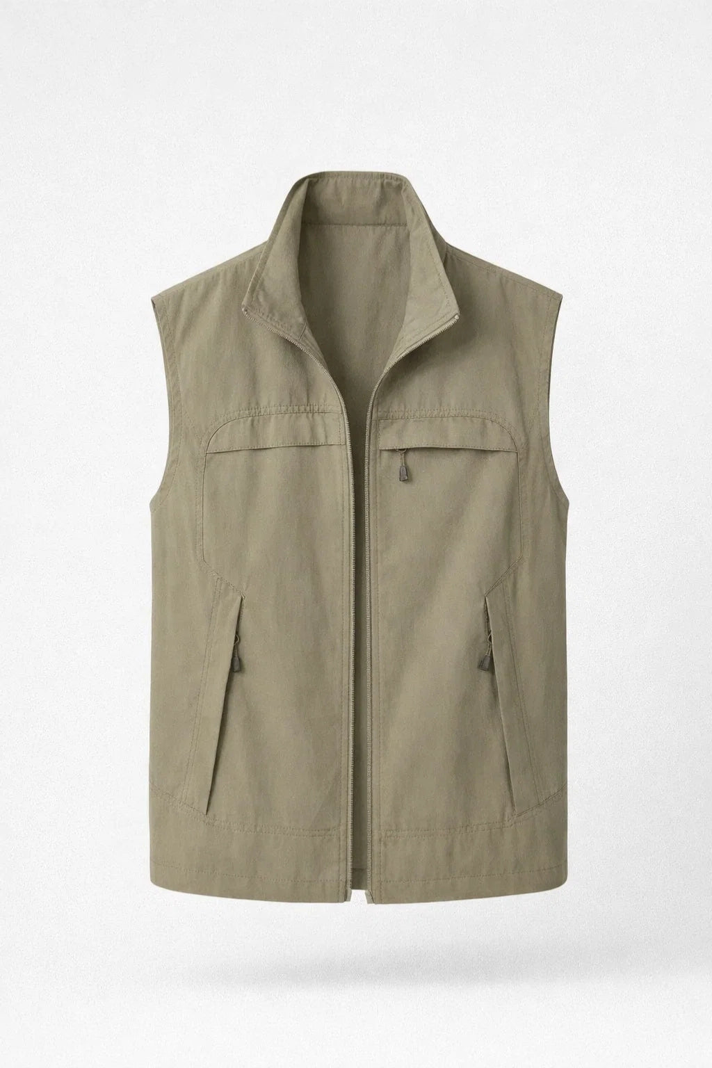 Losse productfoto van de bodywarmer in khaki