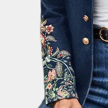 Damesjasje met bloemenprint en opstaande kraag Kort