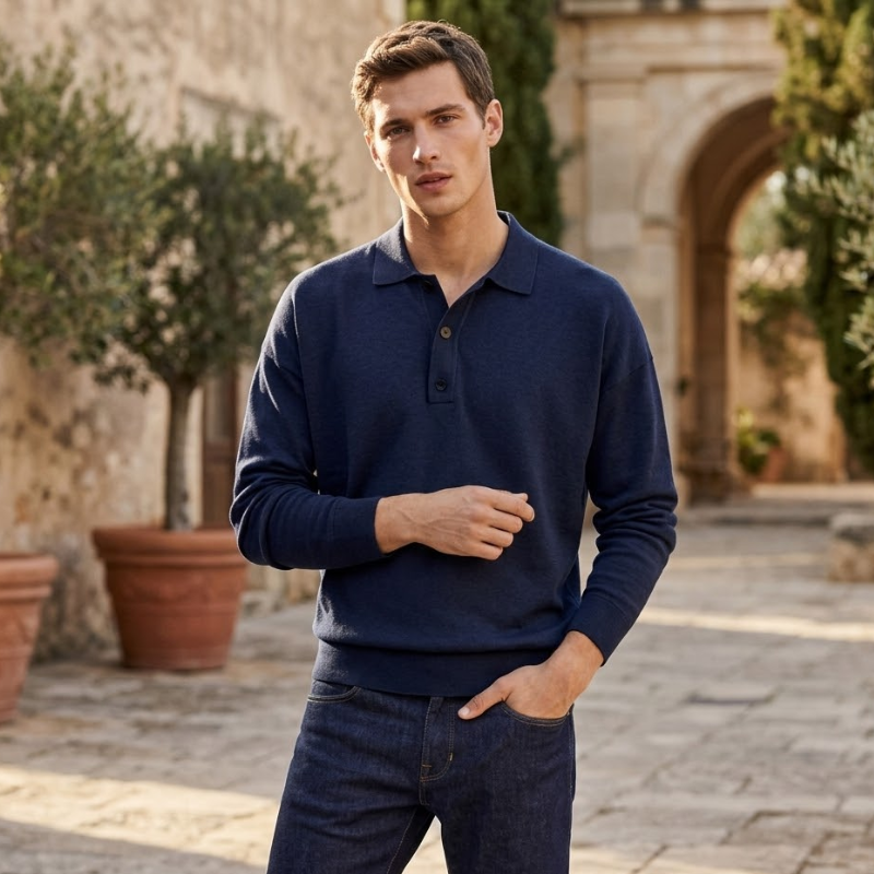 Casual Polo trui met lange mouwen voor heren Modehuis-Nederland