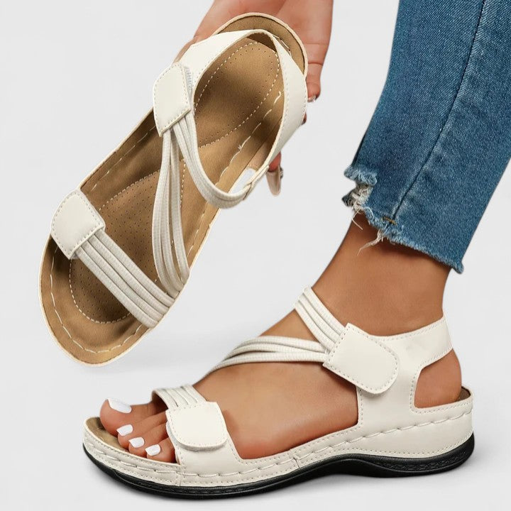 Dames Comfortsandalen Met Klittenband En Zacht Voetbed in Wit