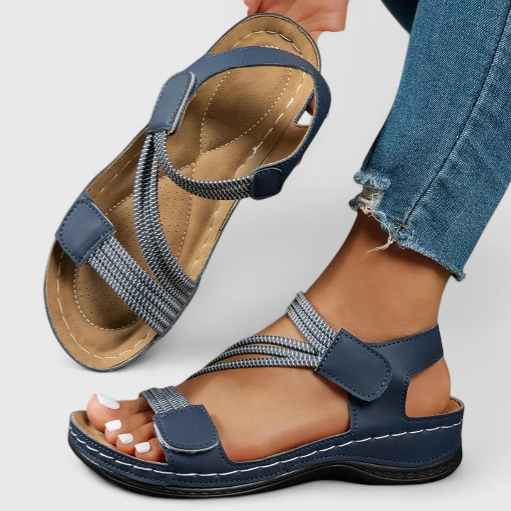 Dames Comfortsandalen Met Klittenband En Zacht Voetbed in Blauw