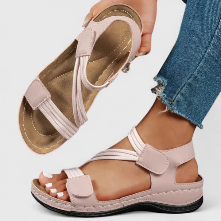 Dames Comfortsandalen Met Klittenband En Zacht Voetbed in Roze