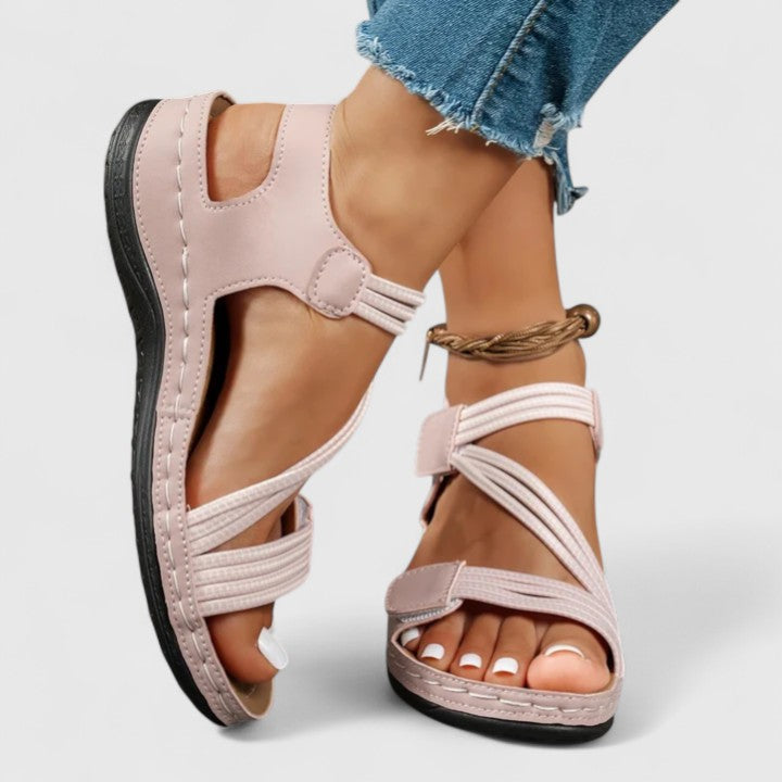 Dames Comfortsandalen Met Klittenband En Zacht Voetbed in Roze