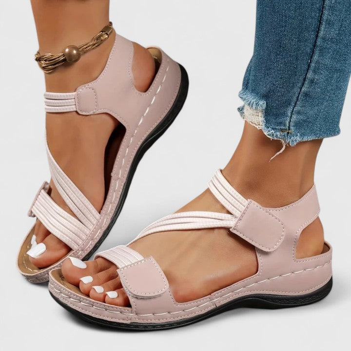 Dames Comfortsandalen Met Klittenband En Zacht Voetbed in Roze