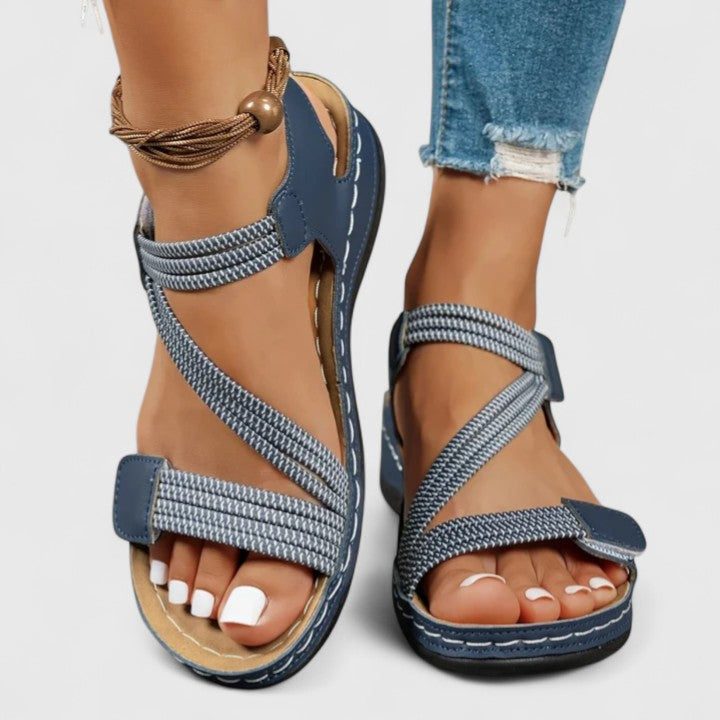 Dames Comfortsandalen Met Klittenband En Zacht Voetbed in Blauw