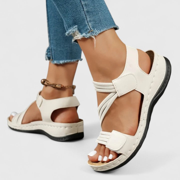 Dames Comfortsandalen Met Klittenband En Zacht Voetbed in Wit