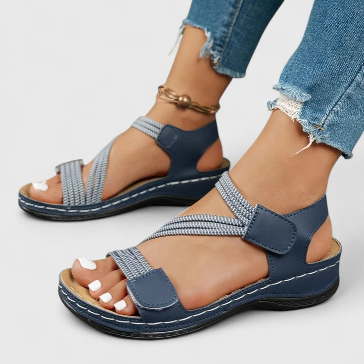 Dames Comfortsandalen Met Klittenband En Zacht Voetbed in Blauw