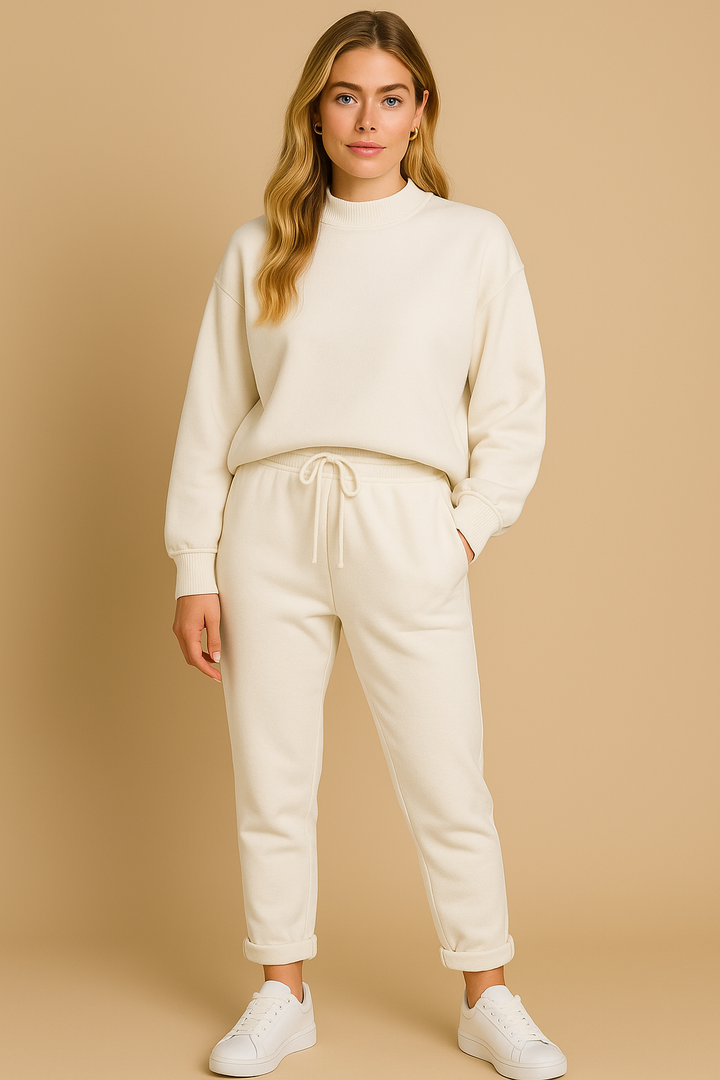 Dames Zachte Lounge Set Met Ronde Hals Trui En Joggingbroek detailfoto 12