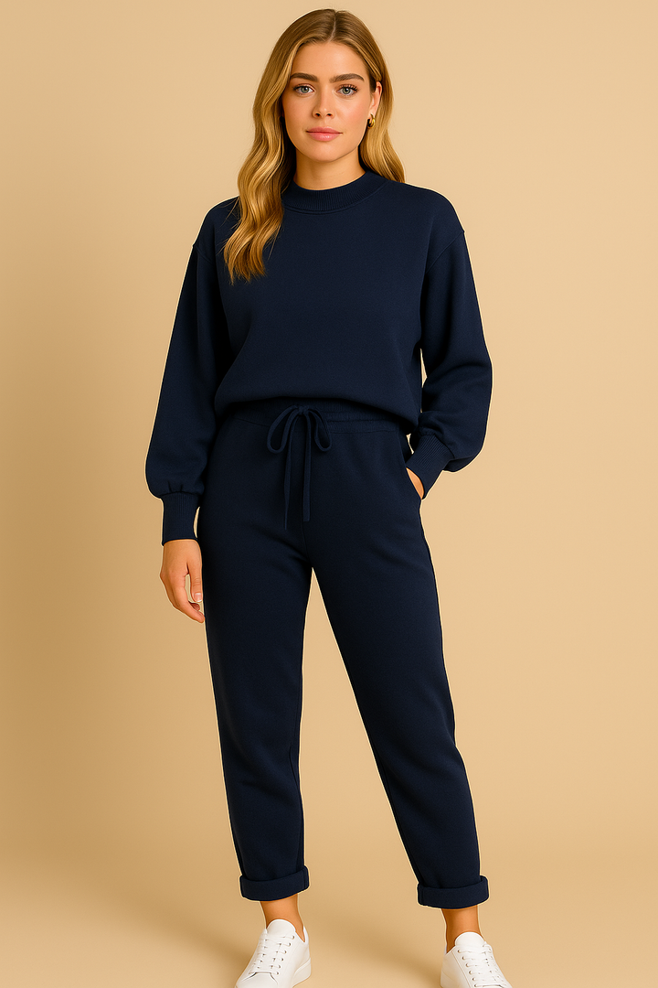 Dames Zachte Lounge Set Met Ronde Hals Trui En Joggingbroek detailfoto 13