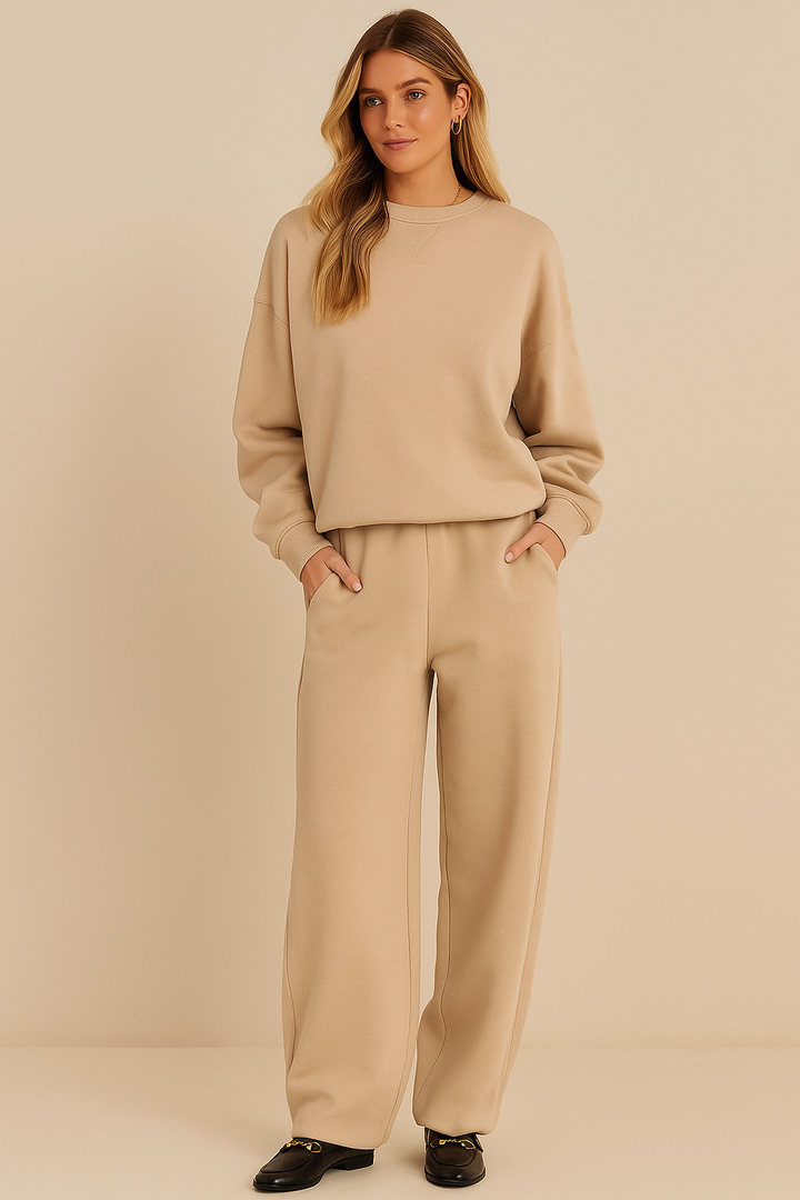 Dames Comfortabele Tweedelige Sweater Set Met Hoge Taille detailfoto 8