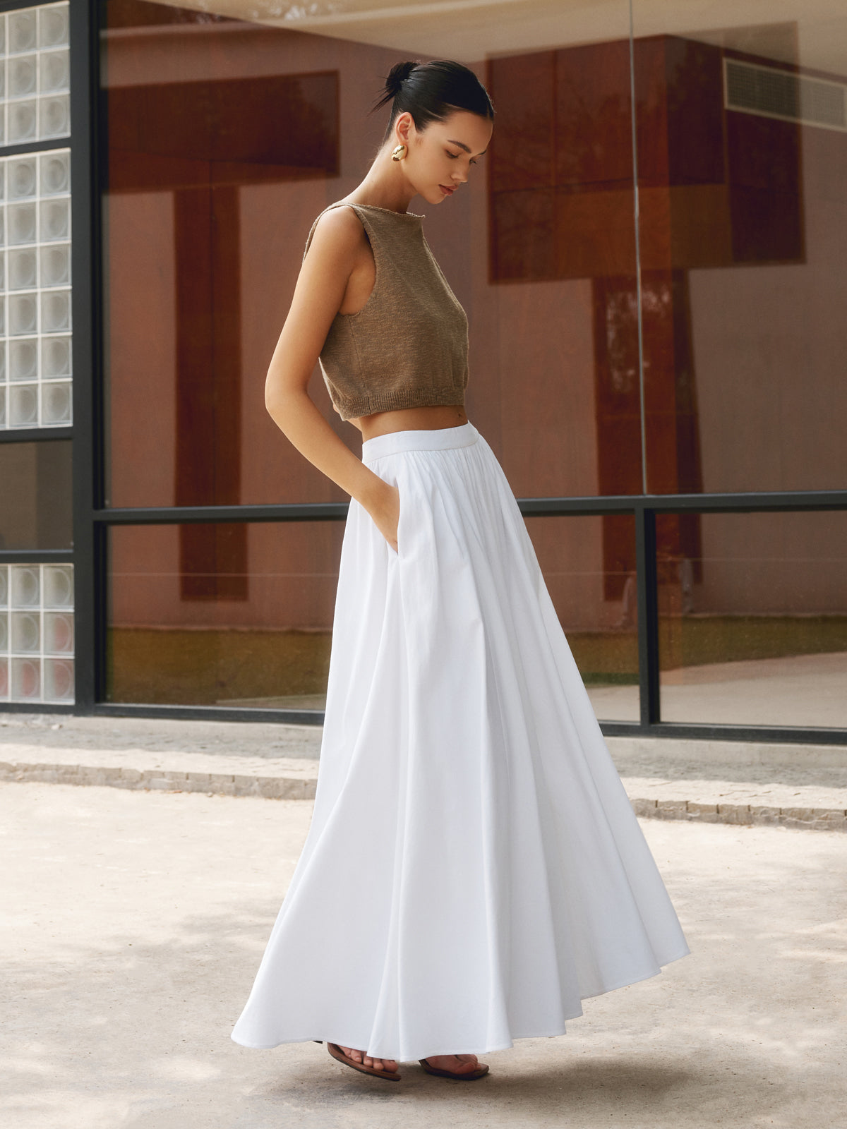 Dames A Lijn Lange Rok Hoge Taille Maxi