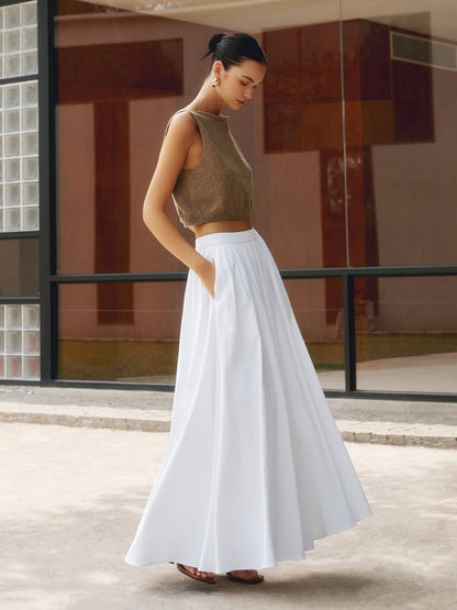 Dames A Lijn Lange Rok Hoge Taille Maxi