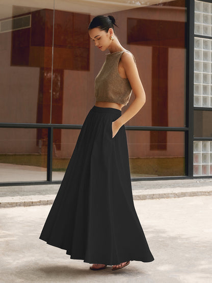 Dames A Lijn Lange Rok Hoge Taille Maxi