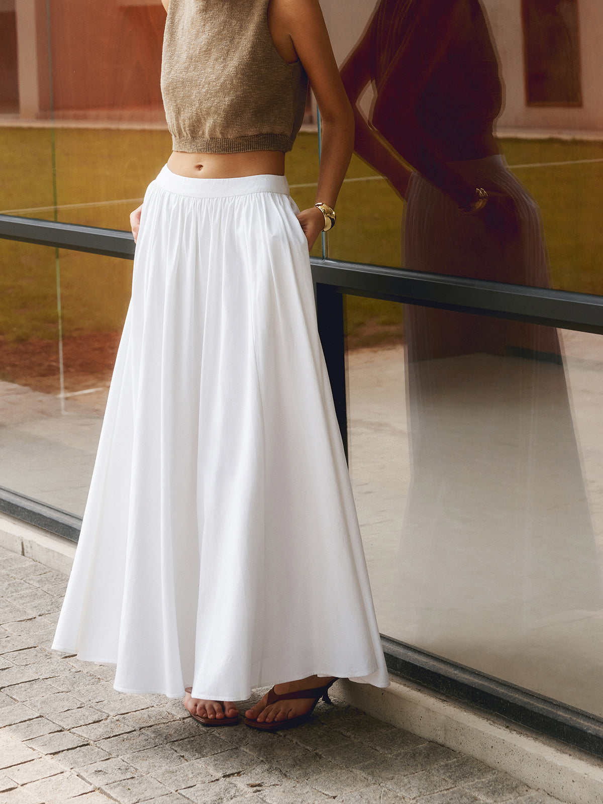 Dames A Lijn Lange Rok Hoge Taille Maxi