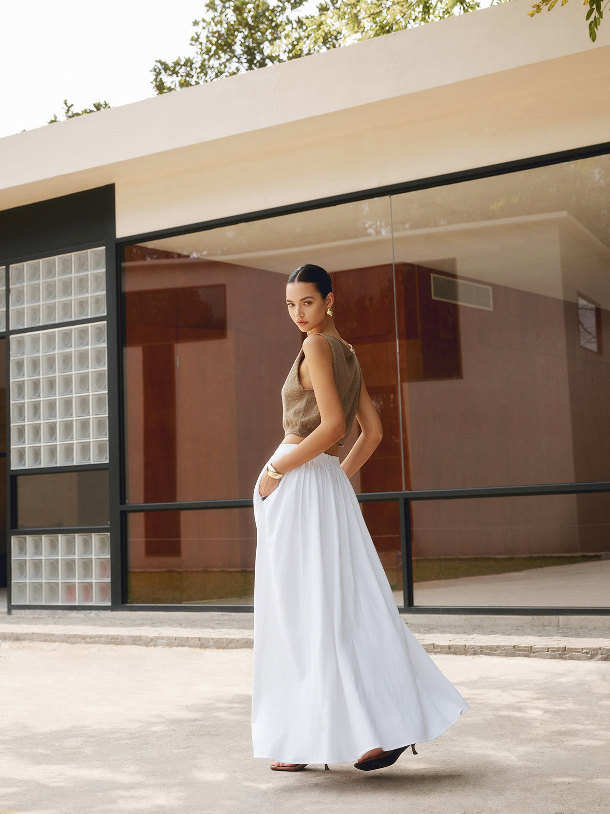 Dames A Lijn Lange Rok Hoge Taille Maxi
