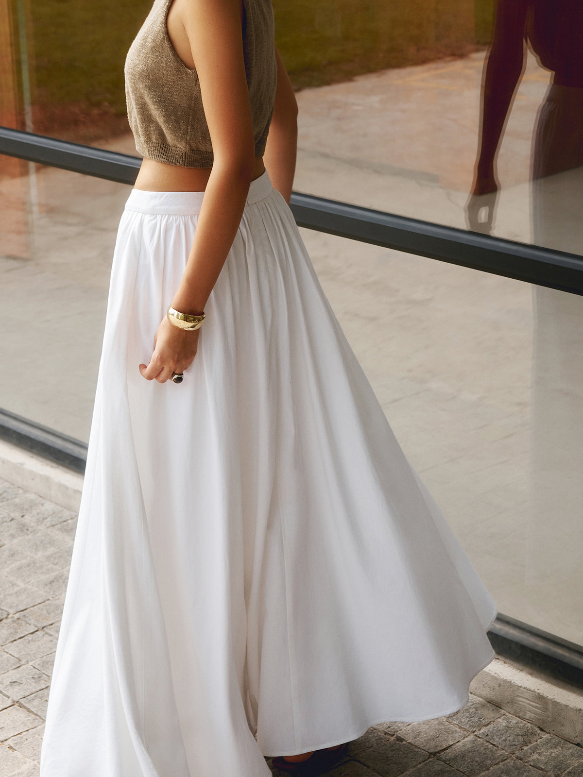 Dames A Lijn Lange Rok Hoge Taille Maxi