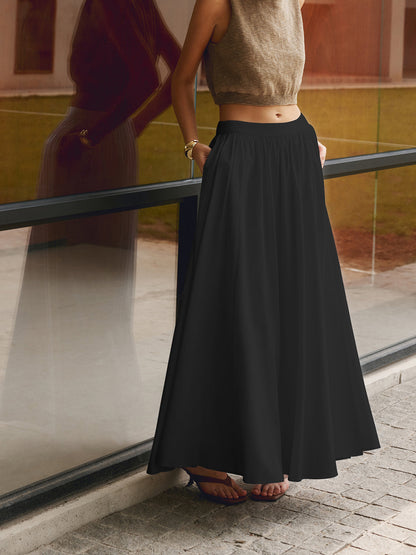Dames A Lijn Lange Rok Hoge Taille Maxi