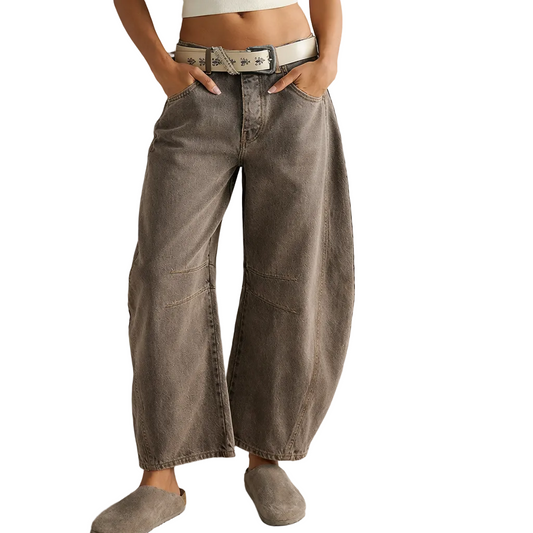 Dames Baggy Jeans Wide Leg Barrel Spijkerbroek