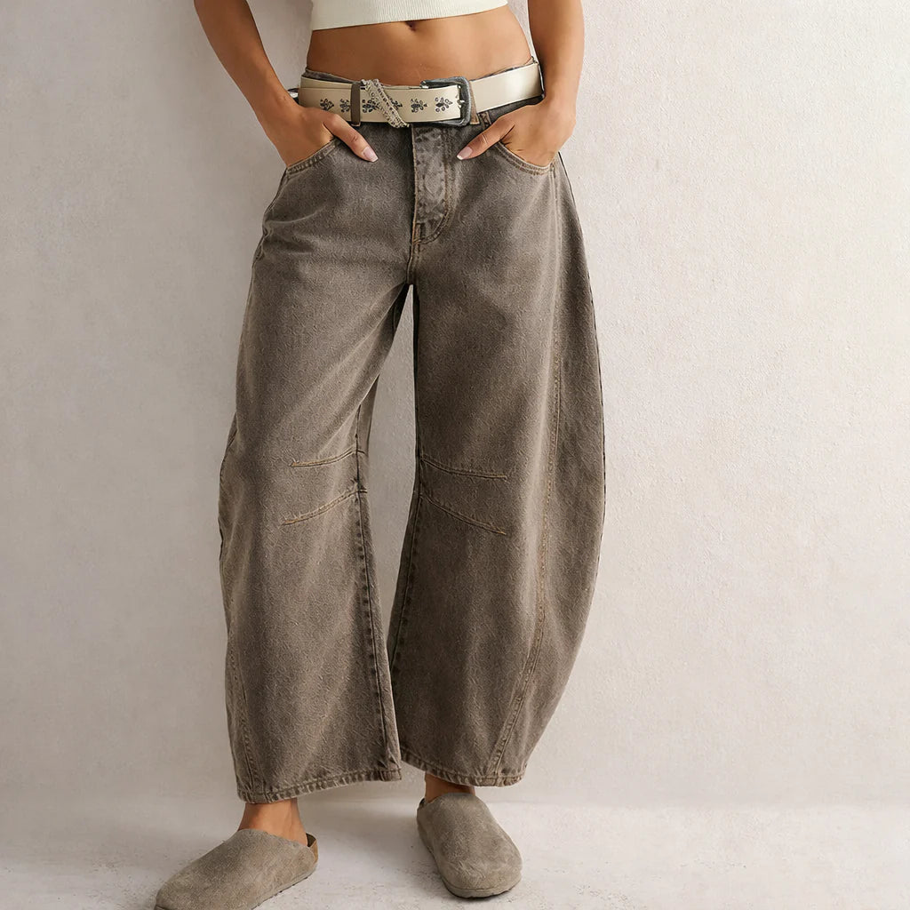 Dames Baggy Jeans Wide Leg Barrel Spijkerbroek