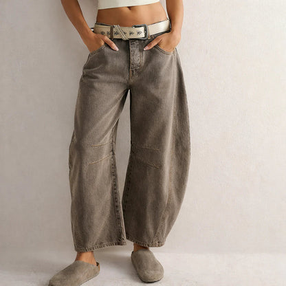 Dames Baggy Jeans Wide Leg Barrel Spijkerbroek